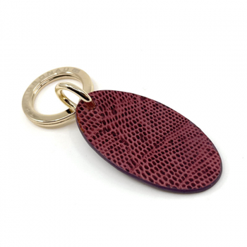 Trixi Gronau leather key fob Urbany Tejus Lizzard embossing aubergine,